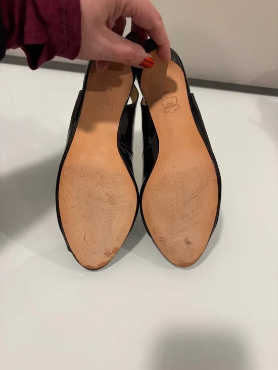 Talbots Black Patent Peep Toe Slingback Heels - Picture 5 of 6